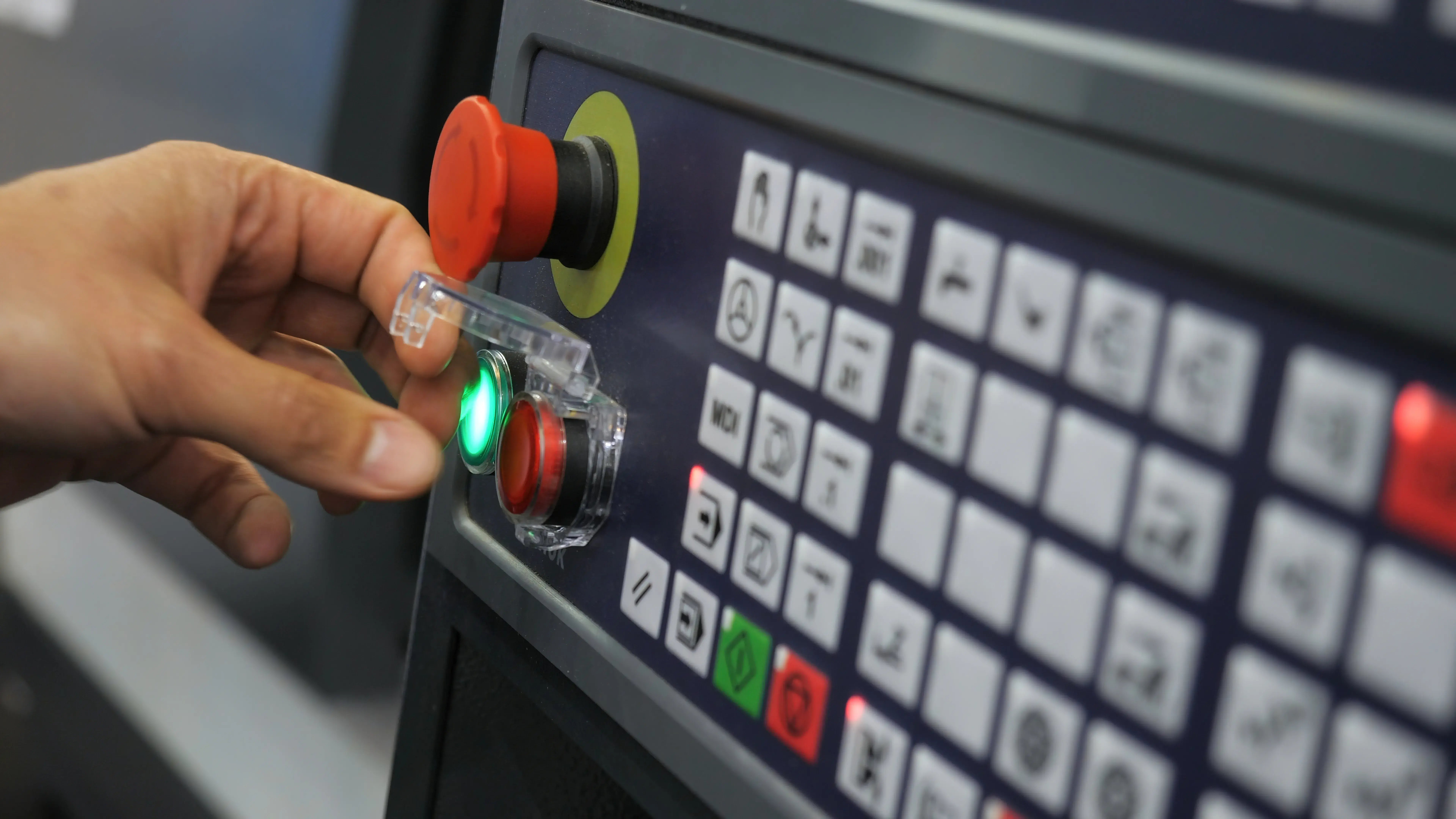 Press button on CNC controller