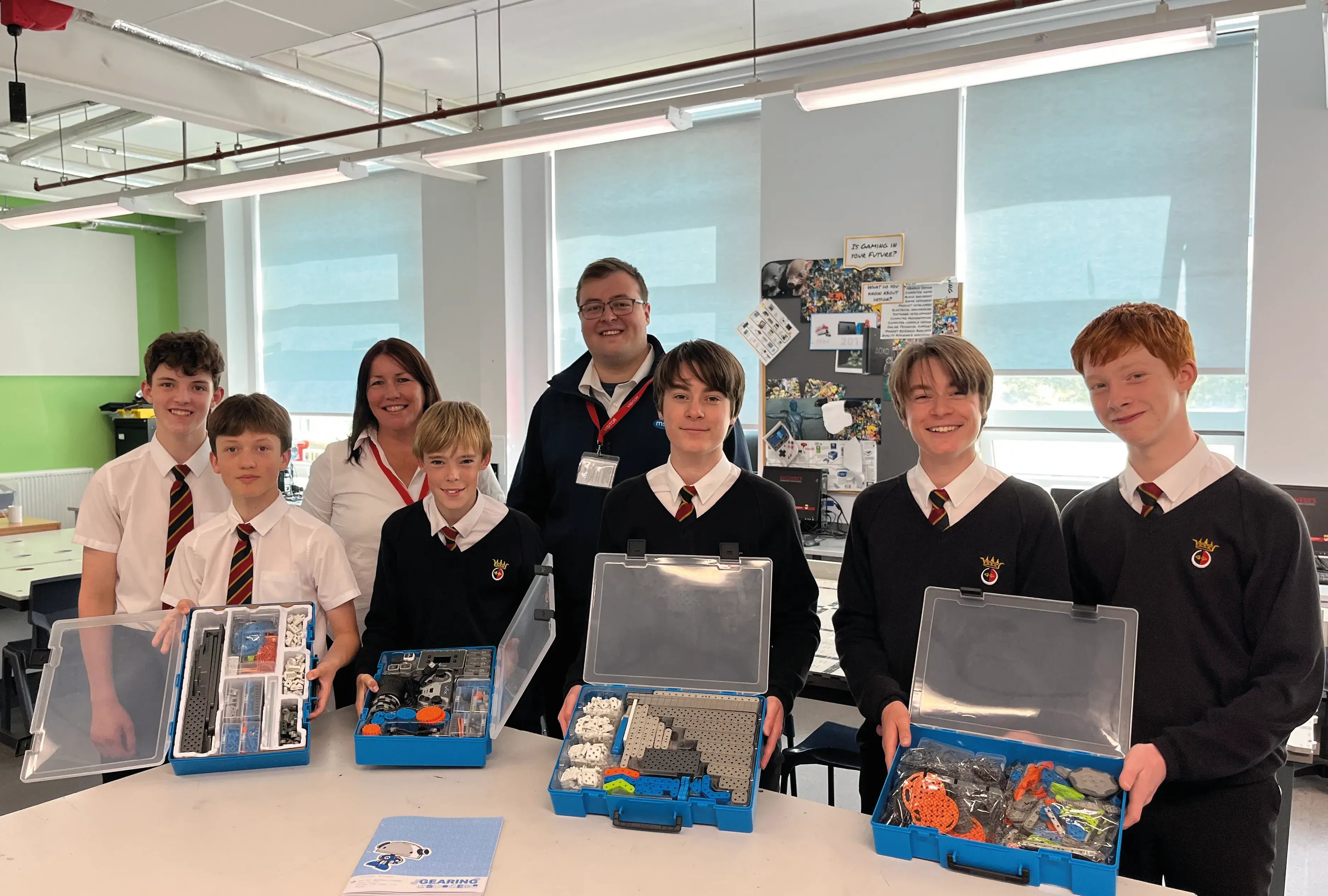 Students from DCHS with their new Robotics kit, sponsored by MSP