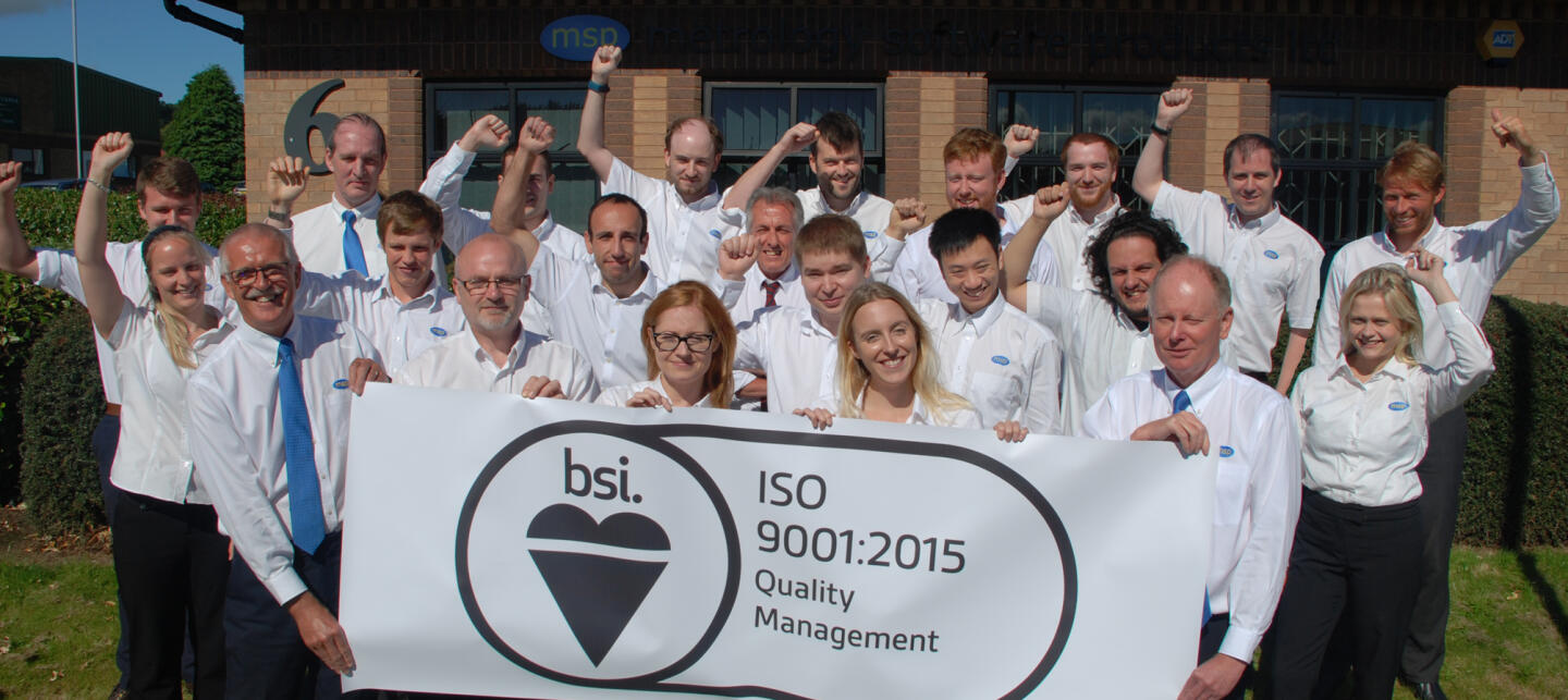 MSP staff celebrating achieving the ISO 9001:2015 standard 