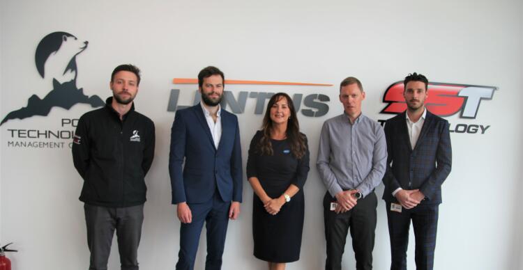 The team involved on the SST Hypercar project, pictured with MSP (left to right: Thomas Clanfield, Aidan Wigham (MSP), Margaret Toberty (MSP), Nick Henry and Brad Airey).